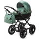 Детская коляска Adamex Chantal Retro Deluxe 2 в 1 C105B  (ИЗУМРДНАЯ 100% КОЖА-ЗОЛОТЫЕ МОЛНИИ)