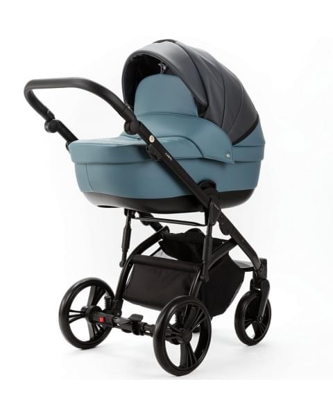Детская коляска Adamex Lanti Deluxe 2 в 1 LN-SD42 (Т. СЕРАЯ. КОЖА + СЕРО-ГОЛУБ.КОЖА)