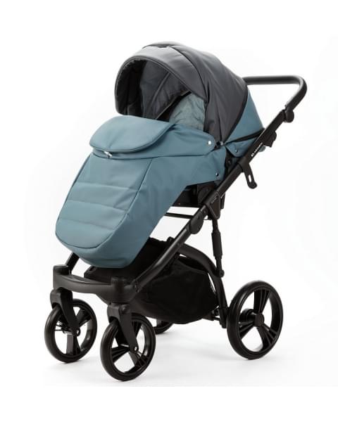 Детская коляска Adamex Lanti Deluxe 2 в 1 LN-SD42 (Т. СЕРАЯ. КОЖА + СЕРО-ГОЛУБ.КОЖА)