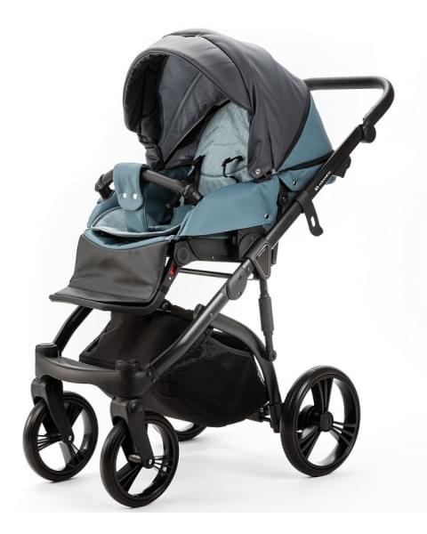 Детская коляска Adamex Lanti Deluxe 2 в 1 LN-SD42 (Т. СЕРАЯ. КОЖА + СЕРО-ГОЛУБ.КОЖА)