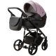 Детская коляска Adamex Lanti Deluxe 3 в 1 LN-SD106 (СИРЕНЕВ.КОЖА + ЧЕРН. КОЖА)