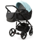 Детская коляска Adamex Lanti Deluxe 3 в 1 LN-SD111 (СВ.БИРЮЗОВАЯ.КОЖА + ЧЕРН.КОЖА)