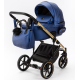 Детская коляска Adamex Lumi Air SE Deluxe 3 в 1 L-SM503 (СИН.ПЕРЛ.КОЖА+ЗОЛОТО РАМА)
