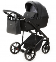 Детская коляска Adamex Mobi 2 в 1 M-PS112 (ГРАФИТ+ЧЕРН.КОЖА)