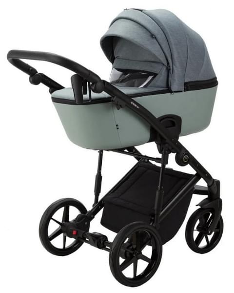 Детская коляска Adamex Mobi 3 в 1 M-PS72 (СЕРЫЙ+СЕРО-ЗЕЛЕНАЯ КОЖА)