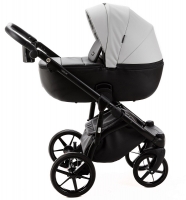 Детская коляска Adamex Nola Deluxe 3 в 1 N-SD107 (СВ.СЕР.КОЖА + ЧЕРН.КОЖА)