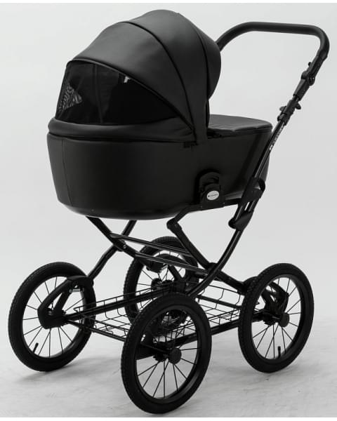 Детская коляска Adamex Porto Retro Deluxe 3 в 1 PO-SA02 (ЧЕРН.КОЖА)