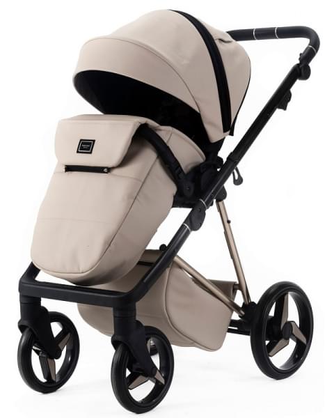 Детская коляска Adamex Quantum Superstar Deluxe 2 в 1 Q-STAR155-K (СВ.БЕЖ.КОЖА+СВ.БЕЖ.ДНО+БЕЖ.РАМА)