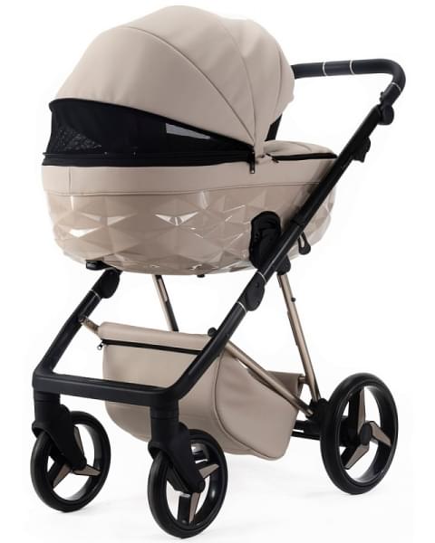 Детская коляска Adamex Quantum Superstar Deluxe 2 в 1 Q-STAR155-K (СВ.БЕЖ.КОЖА+СВ.БЕЖ.ДНО+БЕЖ.РАМА)
