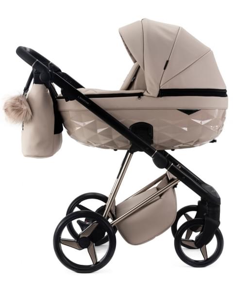 Детская коляска Adamex Quantum Superstar Deluxe 2 в 1 Q-STAR155-K (СВ.БЕЖ.КОЖА+СВ.БЕЖ.ДНО+БЕЖ.РАМА)