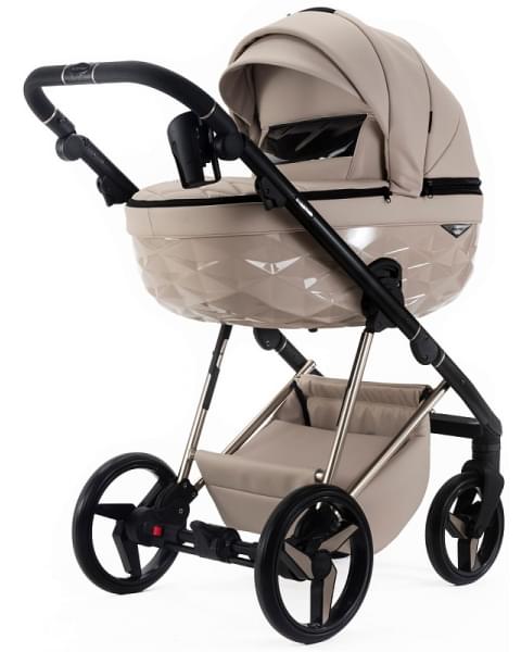 Детская коляска Adamex Quantum Superstar Deluxe 2 в 1 Q-STAR155-K (СВ.БЕЖ.КОЖА+СВ.БЕЖ.ДНО+БЕЖ.РАМА)