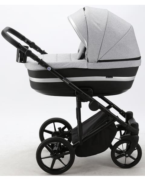 Детская коляска Adamex Rimini 2 в 1 RI13-LUX СВ.СЕР.БЕРЕЗКА+ЧЕРН.КОЖА+СЕРЕБР.ОТДЕЛКА