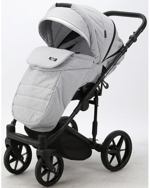 Детская коляска Adamex Rimini 2 в 1 RI13-LUX СВ.СЕР.БЕРЕЗКА+ЧЕРН.КОЖА+СЕРЕБР.ОТДЕЛКА