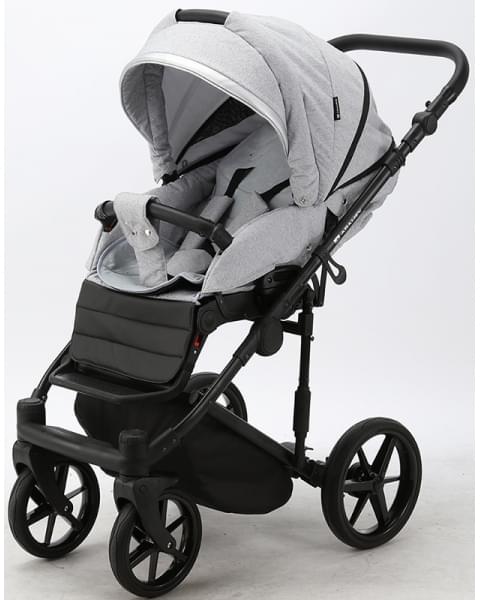 Детская коляска Adamex Rimini 2 в 1 RI13-LUX СВ.СЕР.БЕРЕЗКА+ЧЕРН.КОЖА+СЕРЕБР.ОТДЕЛКА