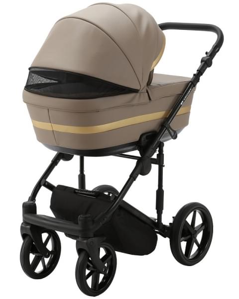 Детская коляска Adamex Rimini Deluxe 2 в 1 RI214 Т.БЕЖ.КОЖА+ЗОЛОТО.ОТДЕЛКА