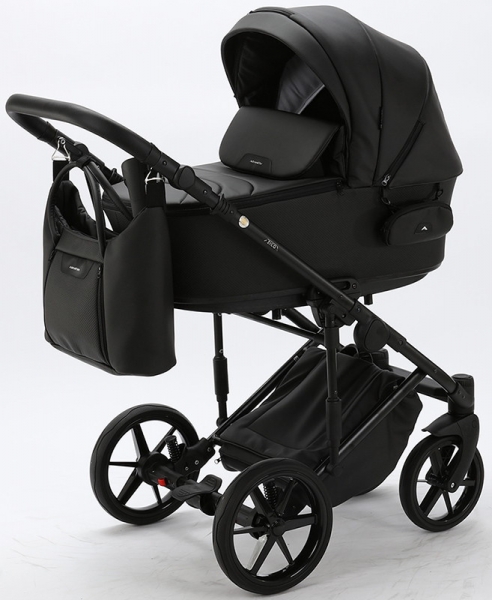 Детская коляска Adamex Zico Deluxe 3 в 1 Z-SA02 ЧЁРН.КОЖА