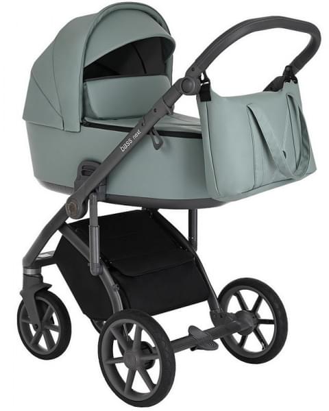 Детская коляска Roan Bass Next Кожа 3 в 1 с автокреслом Tutis Elo Lux EduSky Black RN085/1 Misti Mint