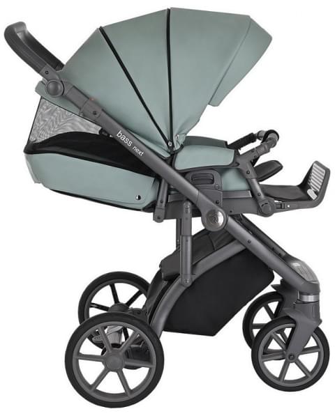Детская коляска Roan Bass Next Кожа 3 в 1 с автокреслом Tutis Elo Lux EduSky Black RN085/1 Misti Mint