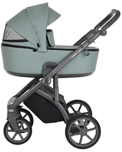 Детская коляска Roan Bass Next Кожа 3 в 1 с автокреслом Tutis Elo Lux EduSky Black RN085/1 Misti Mint