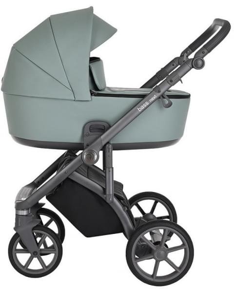Детская коляска Roan Bass Next Кожа 3 в 1 с автокреслом Tutis Elo Lux EduSky Black RN085/1 Misti Mint
