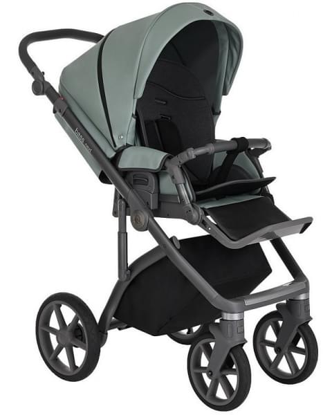 Детская коляска Roan Bass Next Кожа 3 в 1 с автокреслом Tutis Elo Lux EduSky Black RN085/1 Misti Mint