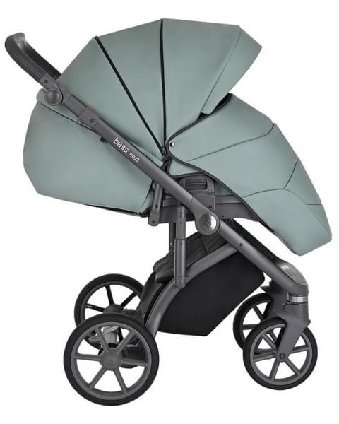 Детская коляска Roan Bass Next Кожа 3 в 1 с автокреслом Tutis Elo Lux EduSky Black RN085/1 Misti Mint