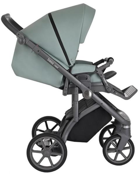 Детская коляска Roan Bass Next Кожа 3 в 1 с автокреслом Tutis Elo Lux EduSky Black RN085/1 Misti Mint