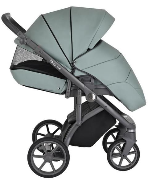 Детская коляска Roan Bass Next Кожа 3 в 1 с автокреслом Tutis Elo Lux EduSky Black RN085/1 Misti Mint