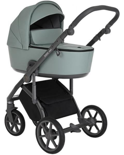 Детская коляска Roan Bass Next Кожа 3 в 1 с автокреслом Tutis Elo Lux EduSky Black RN085/1 Misti Mint