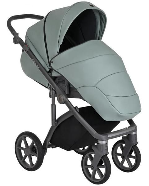 Детская коляска Roan Bass Next Кожа 3 в 1 с автокреслом Tutis Elo Lux EduSky Black RN085/1 Misti Mint