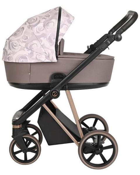 Детская коляска Roan Sol Flowers 3 в 1 с автокреслом Tutis Elo Lux EduSky Black RSF/5001 Powder/Rose gold