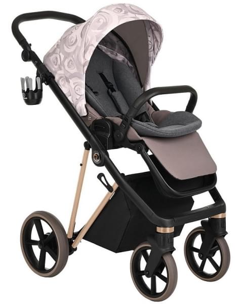 Детская коляска Roan Sol Flowers 3 в 1 с автокреслом Tutis Elo Lux EduSky Black RSF/5001 Powder/Rose gold