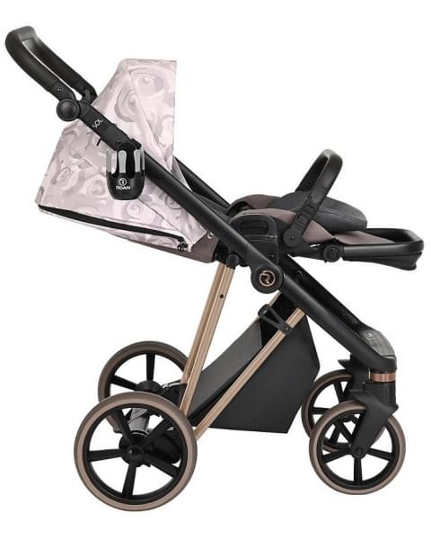 Детская коляска Roan Sol Flowers 3 в 1 с автокреслом Tutis Elo Lux EduSky Black RSF/5001 Powder/Rose gold