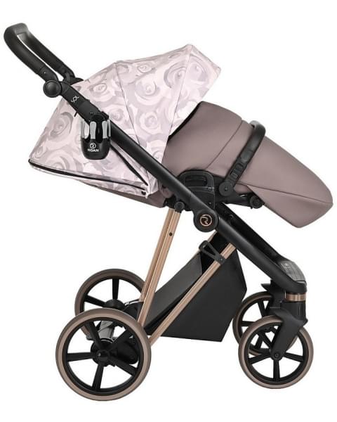 Детская коляска Roan Sol Flowers 3 в 1 с автокреслом Tutis Elo Lux EduSky Black RSF/5001 Powder/Rose gold