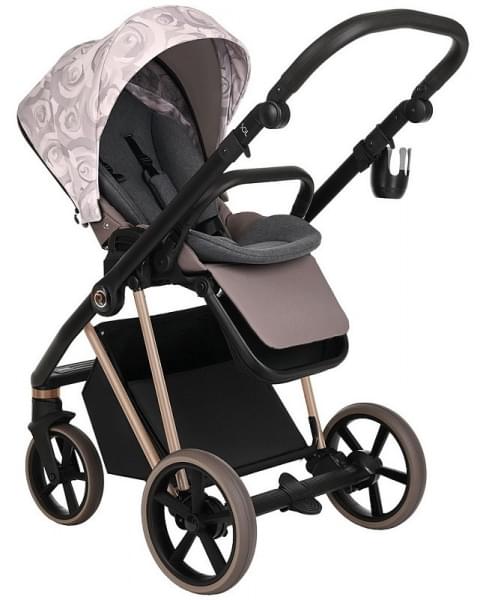 Детская коляска Roan Sol Flowers 3 в 1 с автокреслом Tutis Elo Lux EduSky Black RSF/5001 Powder/Rose gold