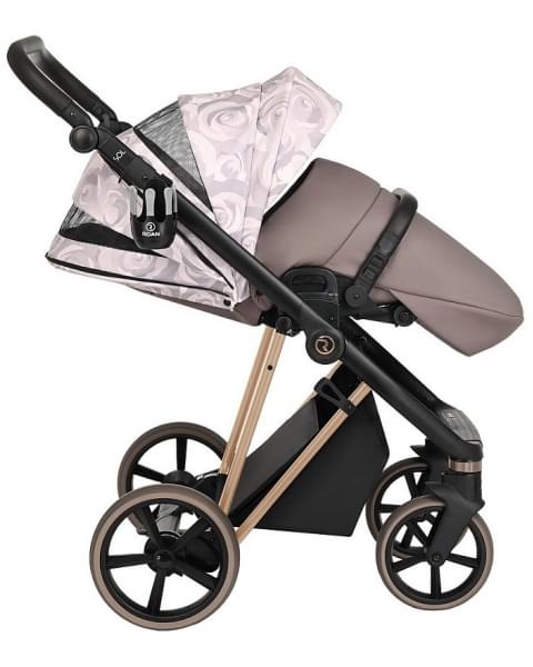Детская коляска Roan Sol Flowers 3 в 1 с автокреслом Tutis Elo Lux EduSky Black RSF/5001 Powder/Rose gold