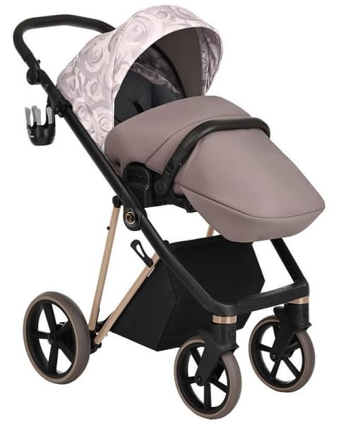 Детская коляска Roan Sol Flowers 3 в 1 с автокреслом Tutis Elo Lux EduSky Black RSF/5001 Powder/Rose gold