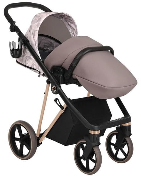 Детская коляска Roan Sol Flowers 3 в 1 с автокреслом Tutis Elo Lux EduSky Black RSF/5001 Powder/Rose gold