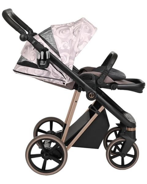 Детская коляска Roan Sol Flowers 3 в 1 с автокреслом Tutis Elo Lux EduSky Black RSF/5001 Powder/Rose gold