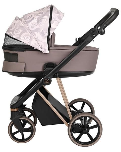 Детская коляска Roan Sol Flowers 3 в 1 с автокреслом Tutis Elo Lux EduSky Black RSF/5001 Powder/Rose gold