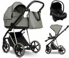 Детская коляска Roan Sol Vintage Luxury 3 в 1 с автокреслом Tutis Elo Lux EduSky Black VIN 02/SG Sage Green/Sage/руч.Black