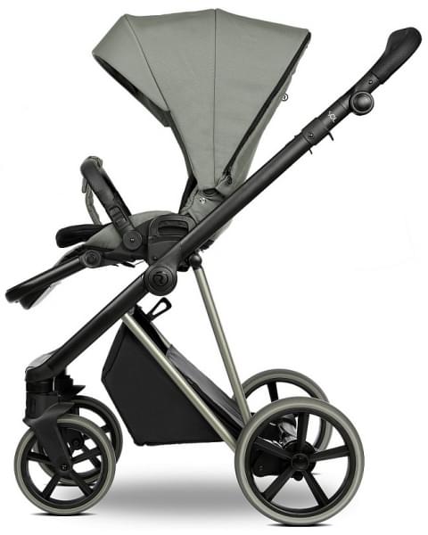 Детская коляска Roan Sol Vintage Luxury 3 в 1 с автокреслом Tutis Elo Lux EduSky Black VIN 02/SG Sage Green/Sage/руч.Black