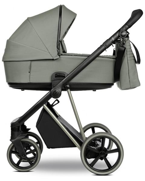Детская коляска Roan Sol Vintage Luxury 3 в 1 с автокреслом Tutis Elo Lux EduSky Black VIN 02/SG Sage Green/Sage/руч.Black