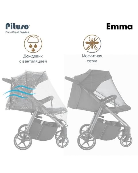 Детская прогулочная коляска Pituso Emma Graphite/Графит