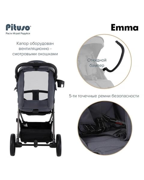 Детская прогулочная коляска Pituso Emma Graphite/Графит