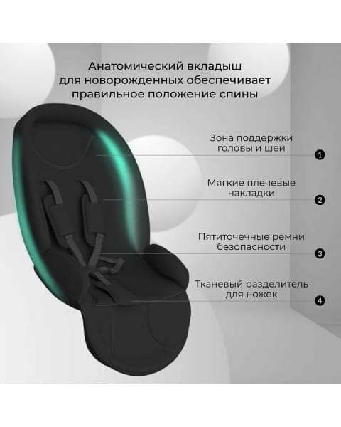 Детская прогулочная коляска Farfello Fest Lux Угольно-черный/Carbon black FL-12 черная рама