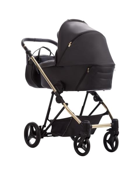 Детская коляска Bebetto Yoddi Premium Class 2 в 1 02 черная кожа рама золото