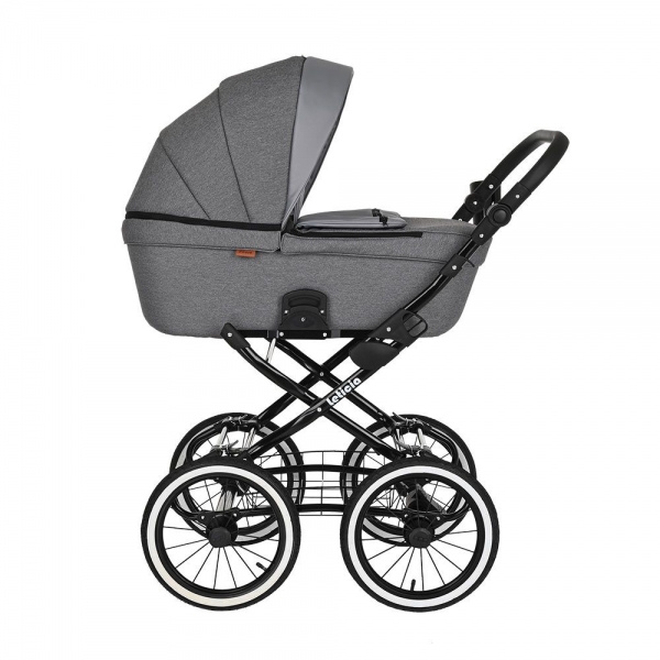 Коляска-люлька Pituso Leticia Classic / колеса d14, Grey + Кожа Grey Metalic (Серый)