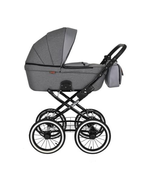Коляска-люлька Pituso Leticia Classic / колеса d14, Grey + Кожа Grey Metalic (Серый)