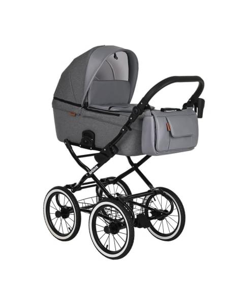 Коляска-люлька Pituso Leticia Classic / колеса d14, Grey + Кожа Grey Metalic (Серый)